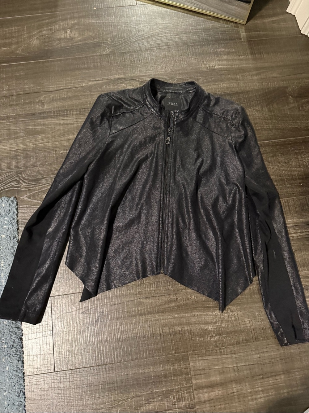 Guess Black Faux Leather Zip-Front Jacket